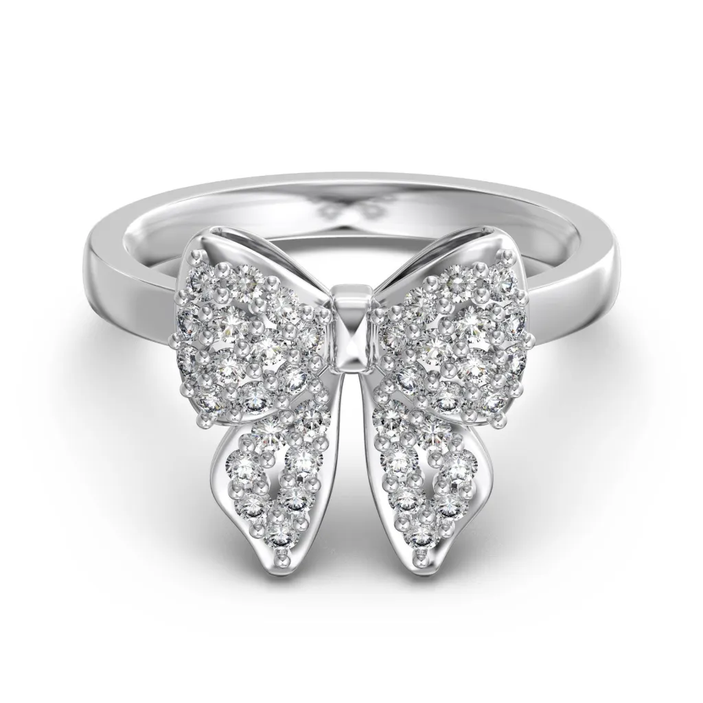 S925 Sterling Silver Ring For Women - White Gold Color Dy121251Swwh