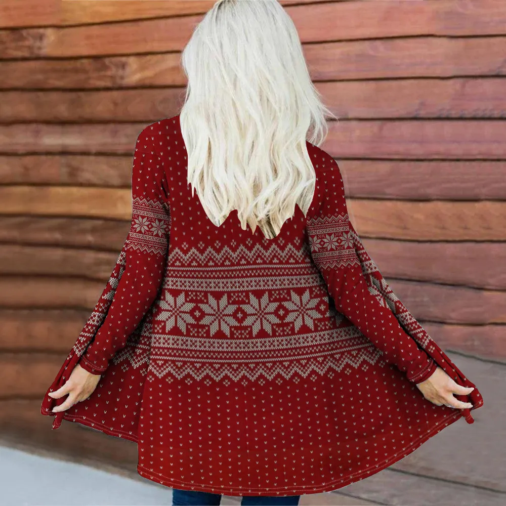 Women's Digital Printing Collarless Long-sleeved Jacket - Zzy2023090805-3Xl