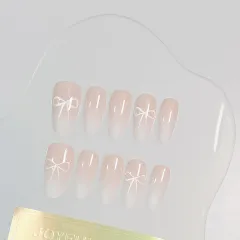 Simple And Gentle Nude Manicure Fake Nail Patch Finished Product - French Butterfly - View 1
