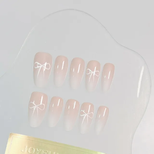 Simple And Gentle Nude Manicure Fake Nail Patch Finished Product French Butterfly - Shop at LoveMi