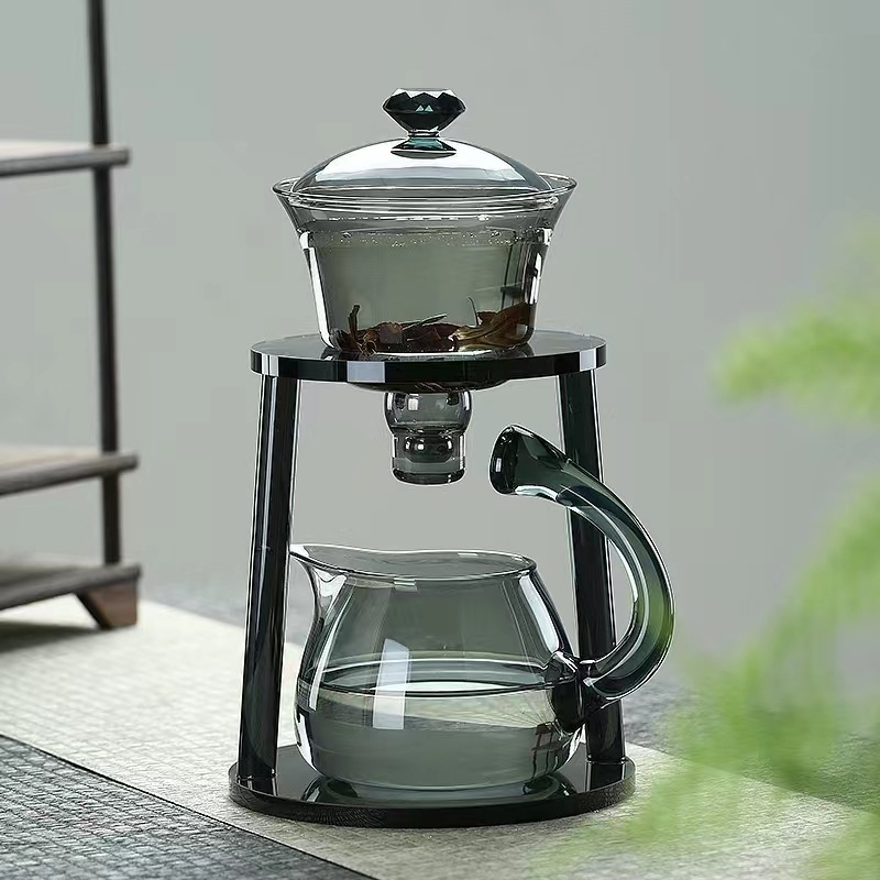 Smoky Gray Glass Tea Set Suit Household Magnetic Suction