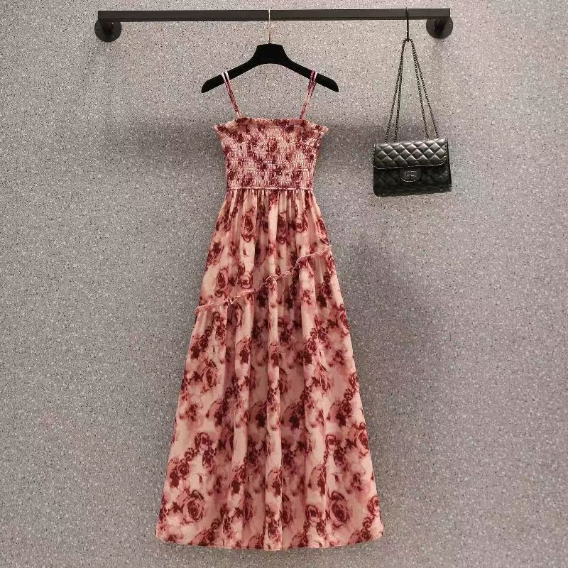 Women's Rose Pleated Strap Dress
