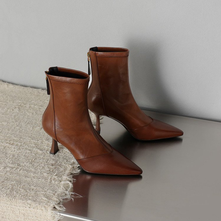 Women’s Cowhide Pointed Toe Stiletto Ankle Boots