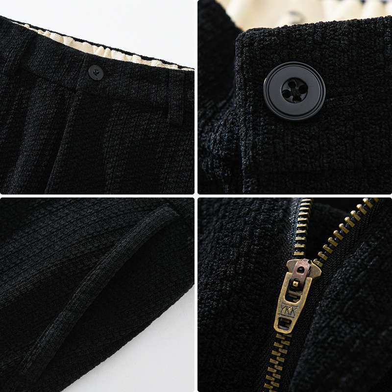 Mens Retro Corduroy Straight-Leg Slim-Fit Casual Pants