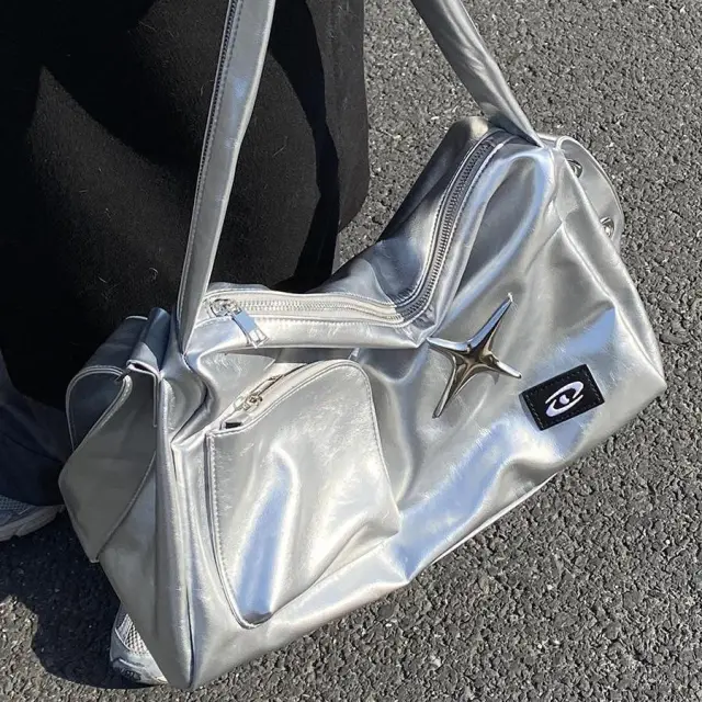 Crossbody Tote Prepuce Women's Large Capacity Commuter Bag Shoulder Silver - Shop at LoveMi