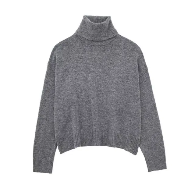 High neck Long sleeved Top With Pleated Mini Skirt Knit Set Top - Shop at LoveMi