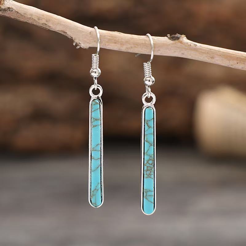Simple Jewelry Turquoise Earrings Fashion Geometry Pattern