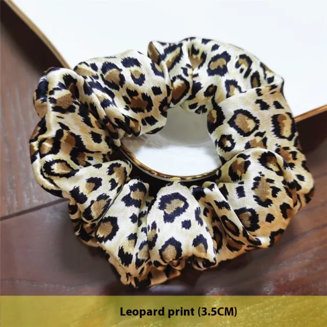 Crepe Satin French Handmade Silk Hair Ring Leopard Print - Shop at LoveMi
