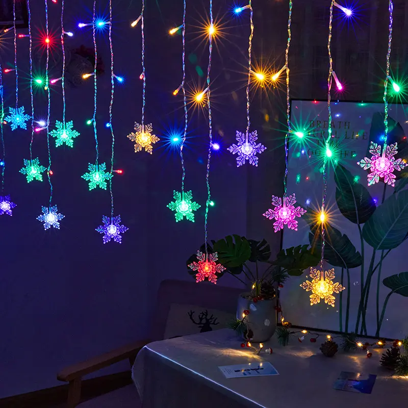 LED Snowflake Curtain Lights In Icicle Style
