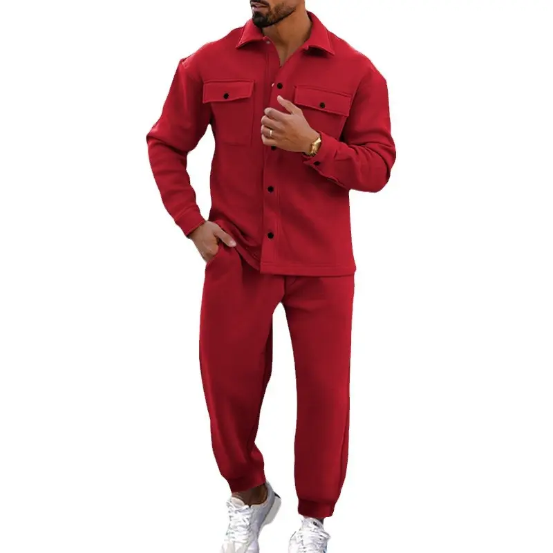 Suede Single-breasted Solid Color Slim Fit Two-piece