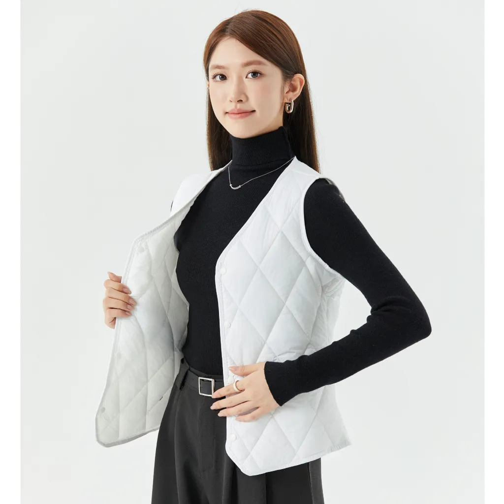 Women's Short Autumn And Winter Velvet Vest - Double Sided White