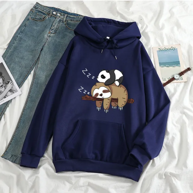 Women's Anime Print Long Sleeve Loose fitting Casual Pullover Blue - Shop at LoveMi