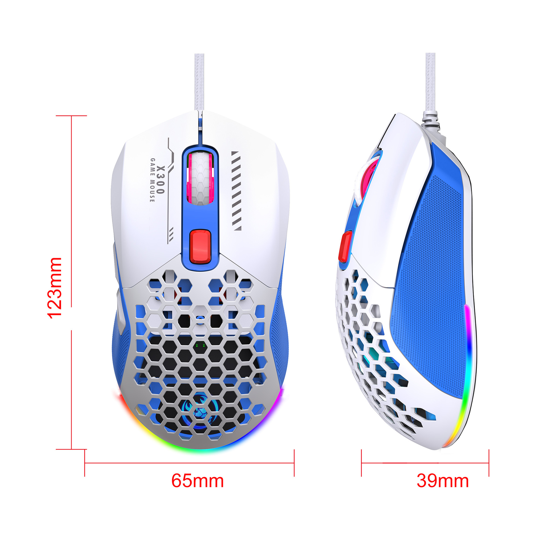 Hollow Out Wired E-sports mus RGB Luminous Lightweight - Miniatyr 22