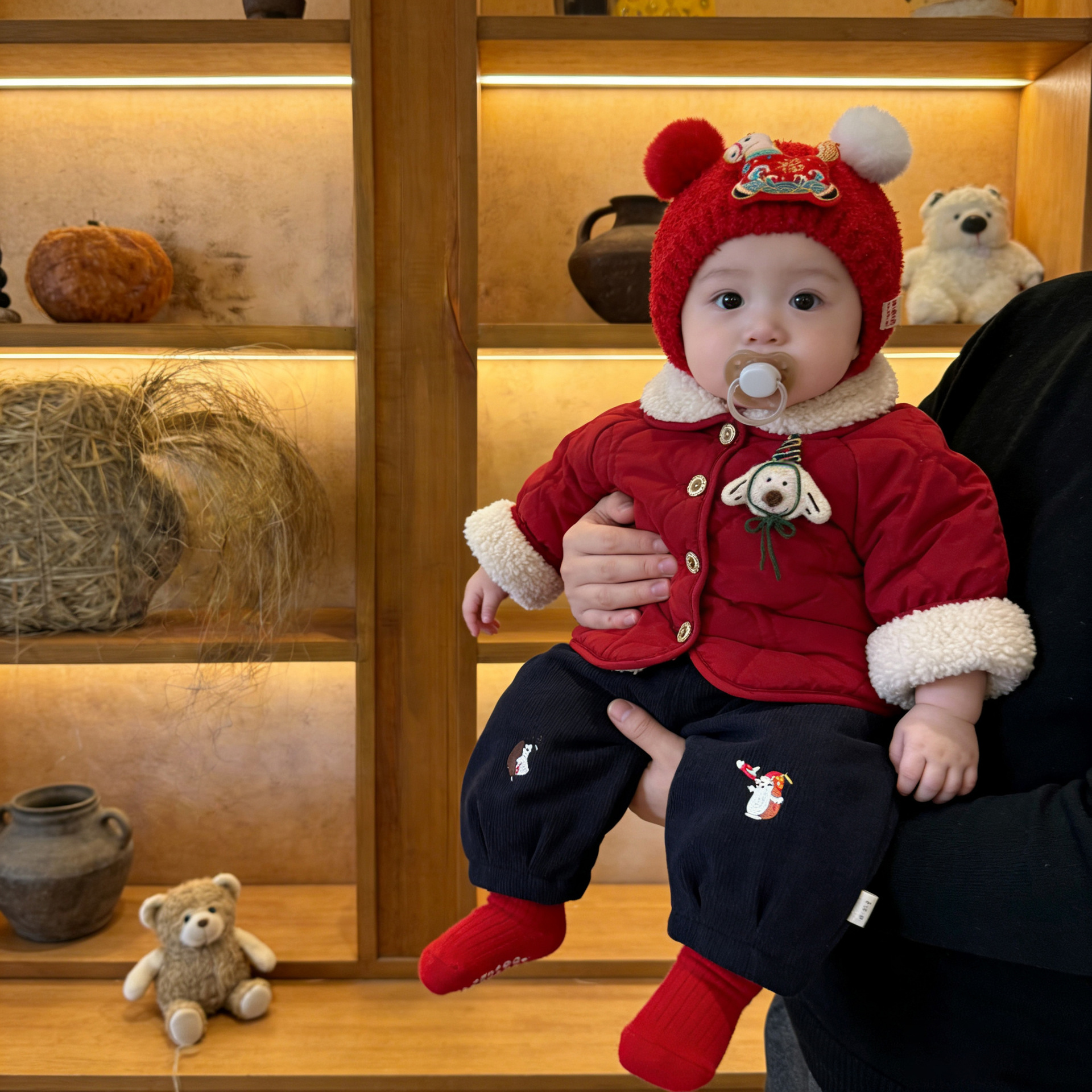 Boys Red New Year Outfit Set Winter Super-Cute Padded