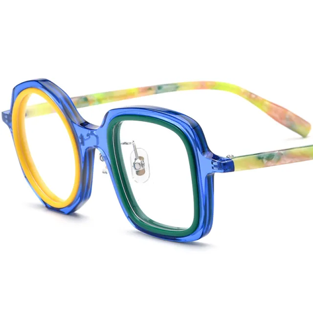 Myopia Irregular Glasses Frame Plate Fashion Optical Glasses Frame Blue - Shop at LoveMi