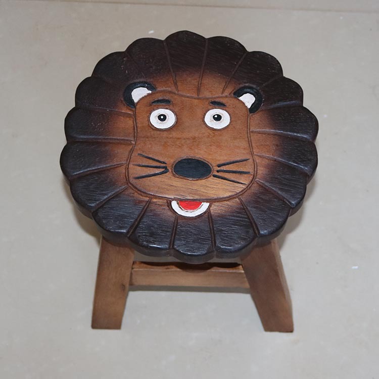 Thai Imported Animal Cartoon Solid Wood Small Bench Hand Carved Children's Stool