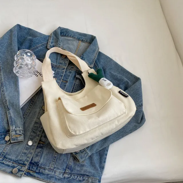 Leisure Commute Large Capacity Summer Fashion Canvas Support All match Shoulder Bag White - Shop at LoveMi