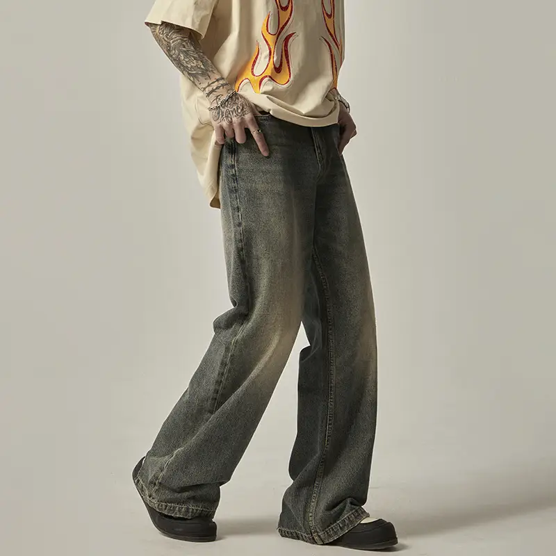 Straight Loose-fitting Wide-leg Trousers