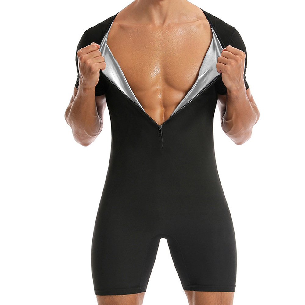 Zippered Short-Sleeve Cycling Fitness And Yoga Jumpsuit For Intense Sweating