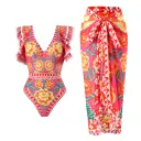Y239 Red Wrap Skirt Suit