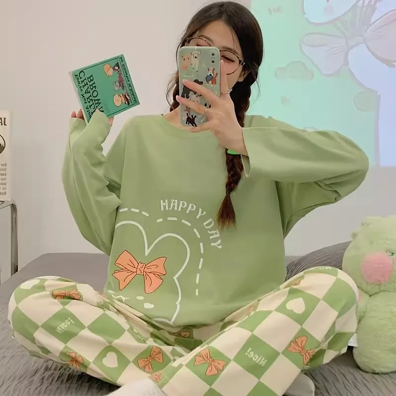 Cute Bear Round Neck Long Sleeve Winter Can Be Outerwear Homewear Suit - H202Color-Xxl
