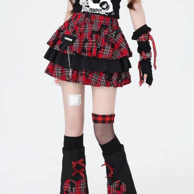 Women's Dopamine Punk Half length Cake Skirt Plaid Cake Dress - Shop at LoveMi