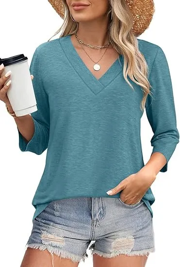 Casual Women's Waist Knitted T shirt Turquoise - Shop at LoveMi