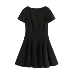 European And American Style Fashion Elegant Sexy Wave Wide Swing Short Dress - Black - View 1