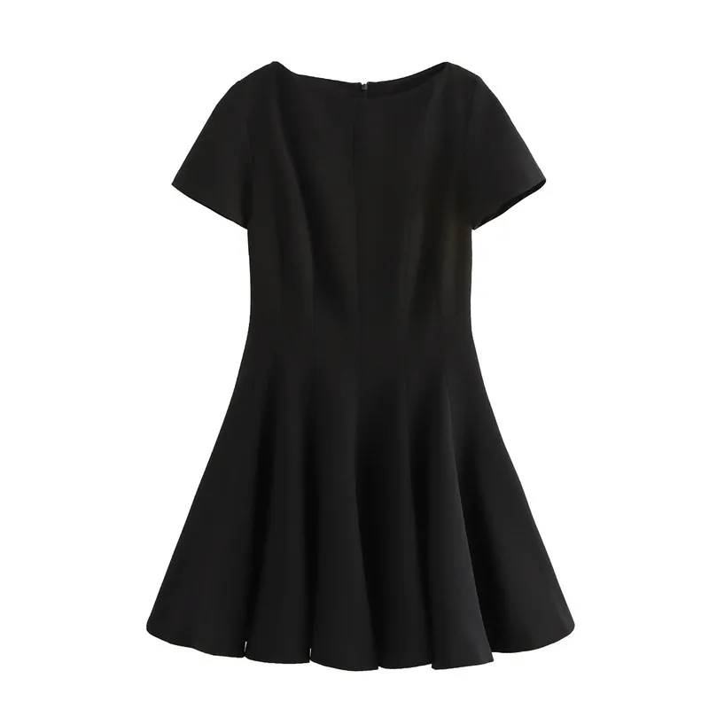 European And American Style Fashion Elegant Sexy Wave Wide Swing Short Dress - Black