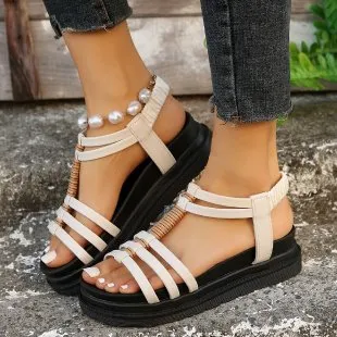 Wedge Platform Increased Plus Size Size 43 Sandals White - Shop at LoveMi