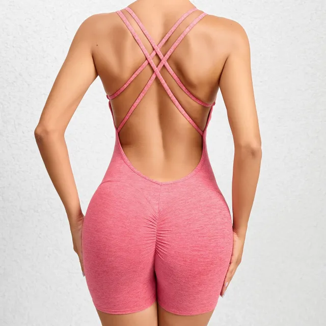 Quick drying Fitness Pants Women's Training Dance Sports Yoga Jumpsuit Papaya Powder - Shop at LoveMi