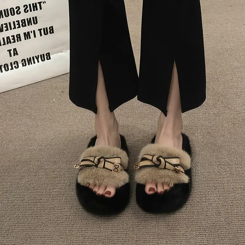 Versatile Furry Cotton Slippers For Womenperfect For Fall And Winter Wear