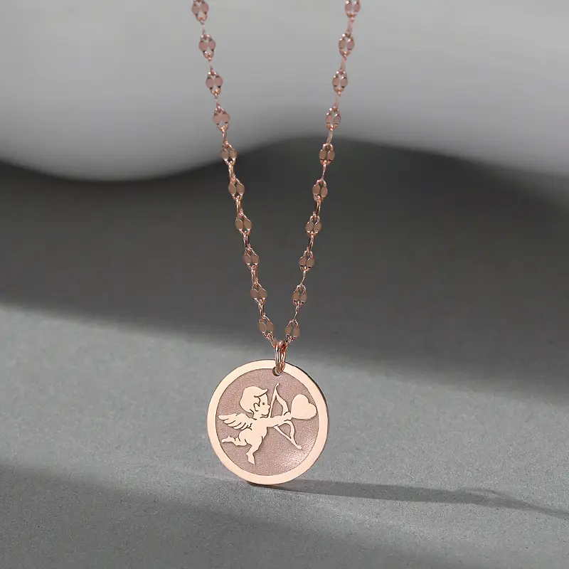 Cupid Necklace Women's Cold Style Rose Gold Clavicle Chain Love Pendant