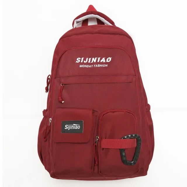 Nylon Large capacity Casual Simple Backpack Red - Shop at LoveMi
