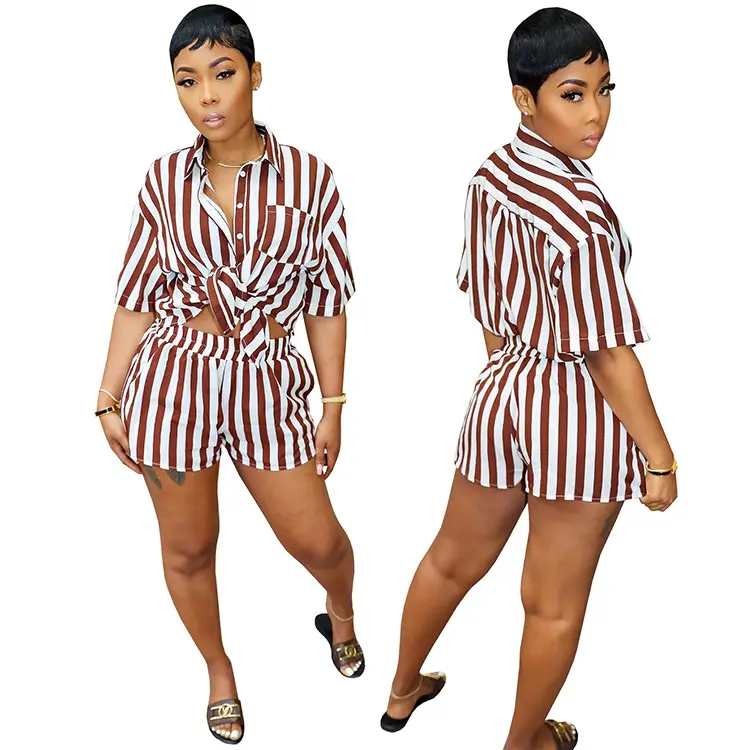 Women's Fashion Striped Printing Suit