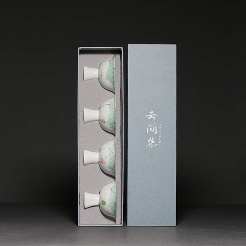 Simple Hand-painted Lotus Cup Underglaze Porcelain Tea Cup Gift Box