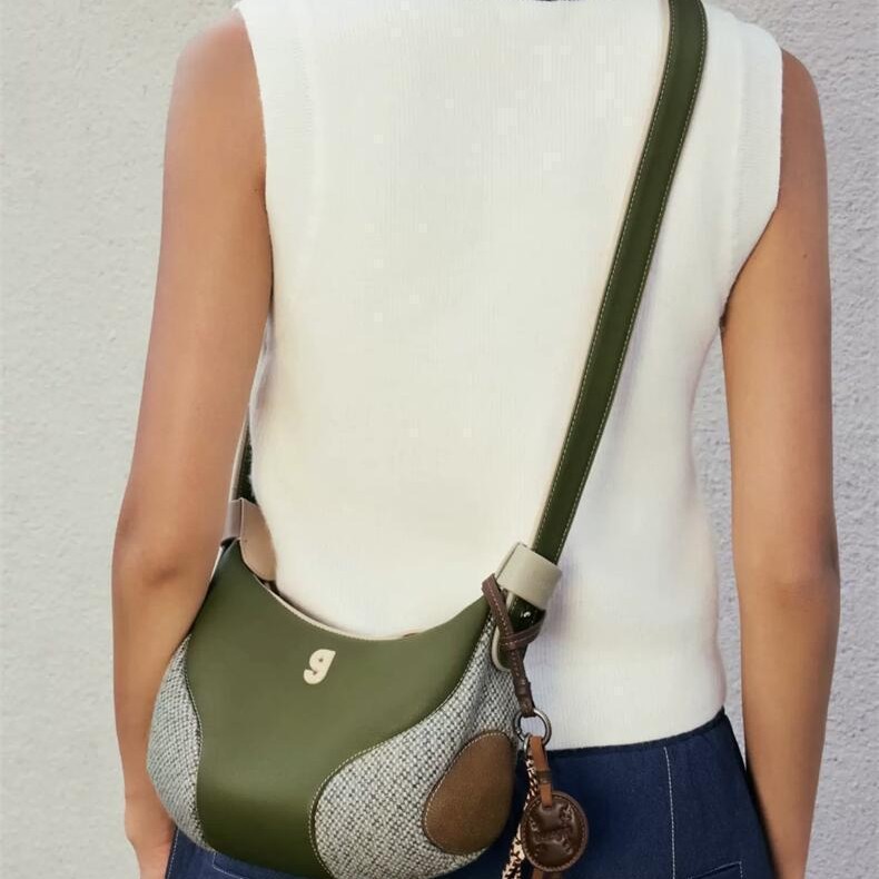 Womens Baseball Underarm Bag Crescent-Shaped Crossbody Bag