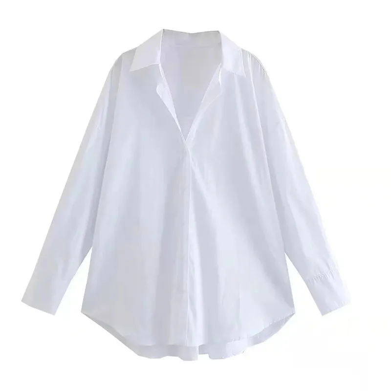 Urban Casual Multi-color Poplin Shirt - White