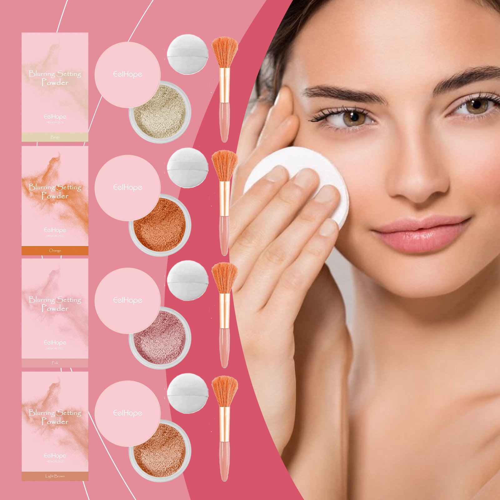 Powder With Brush Fine And Breathable Long-wearing For A Natural Finish Powder Compact