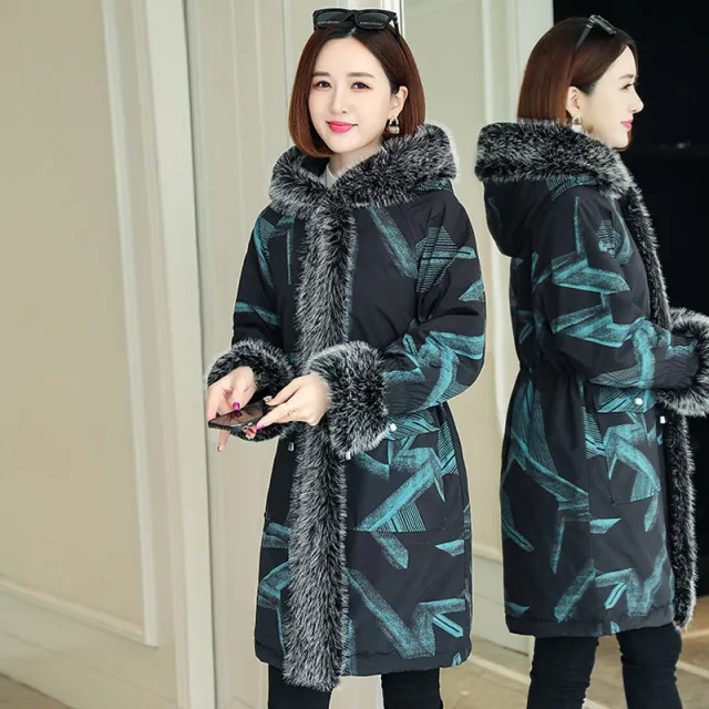 Autumn And Winter Parka Leather Women's Mid length Cloudy Blue - Shop at LoveMi