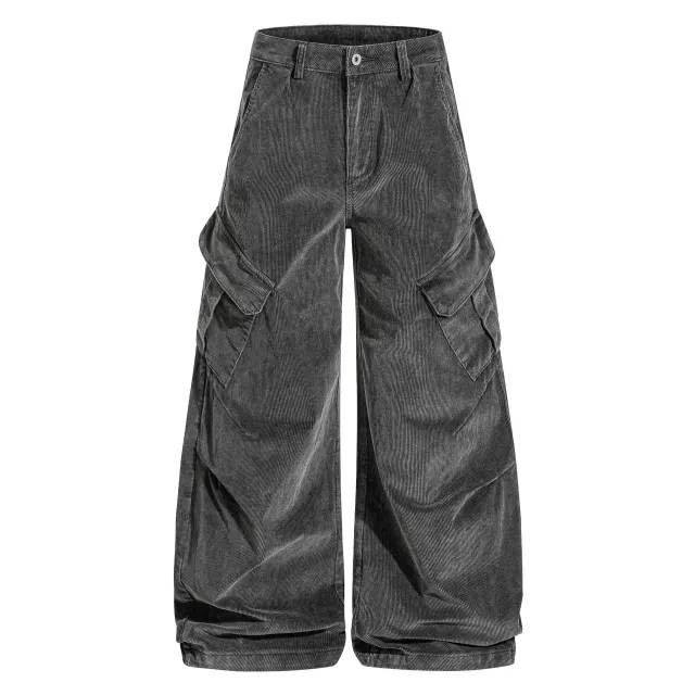 Heavy duty Corduroy Unisex Casual Pants For Both Gray - Shop at LoveMi