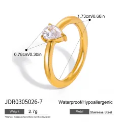 Classic Style 18K Gold Stainless Steel Glossy Line Ring - Jdr0305026 - View 1
