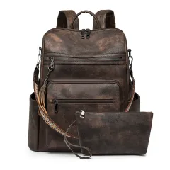 Women's Backpack Briefcase Large Capacity Computer Fashion Bag - Coffee - View 1