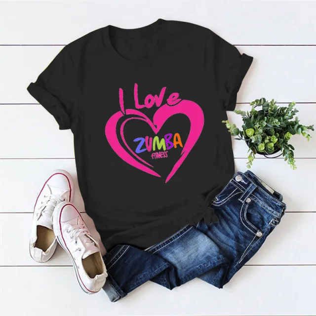 Fashion Pure Black T shirt Printing Fashion Short Zumba Dancer Black - Shop at LoveMi