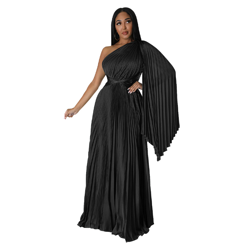 One-Shoulder Pleated Maxi Dress, picture 2 of 9