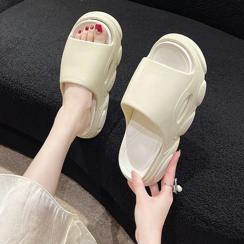 High Heel Couples Sandals Women's Leisure Sports Fashion Trending Comfortable Soft Back Thick Back Beach - Sand Color-35To36