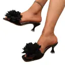 Womens Fashionable Flower-embellished High-heeled Sandals view 6