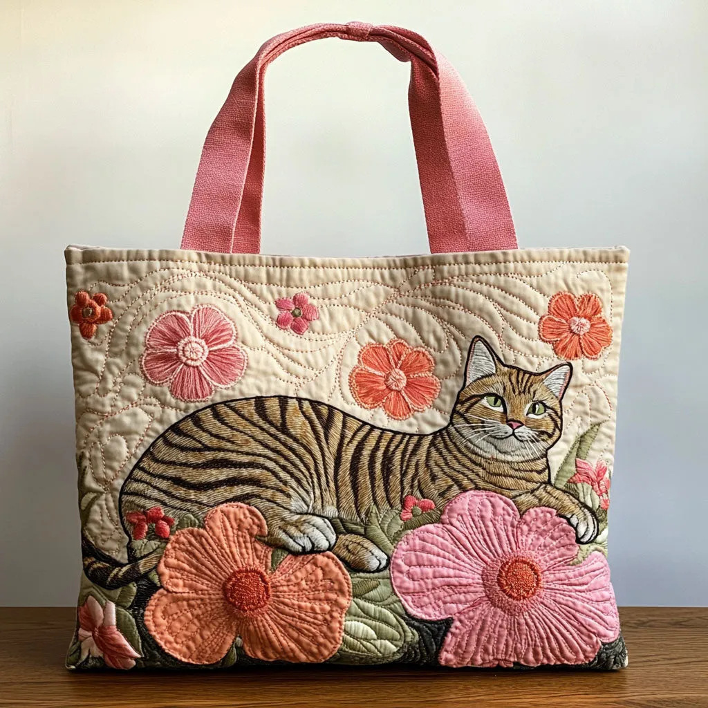 Creative, High-Capacity Tote Bag With Digital Print And Quilted Embroidery