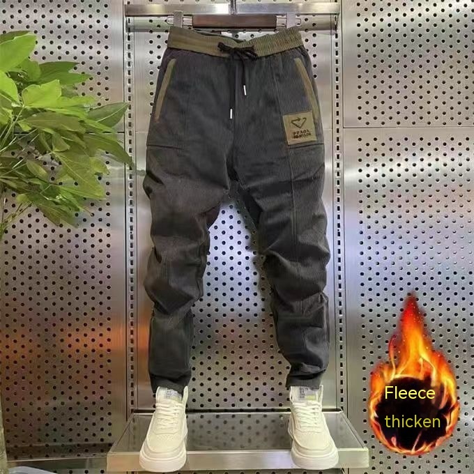 Men's Autumn And Winter Corduroy Casual Fleece Padded Pants