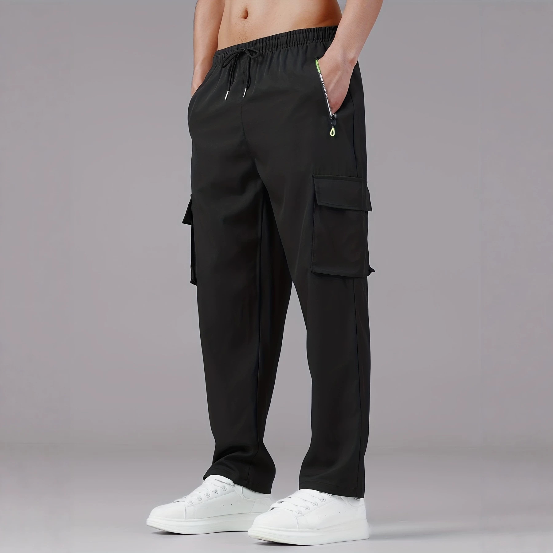 Mens Summer Loose-Fit Workwear Straight-Leg Long Trousers